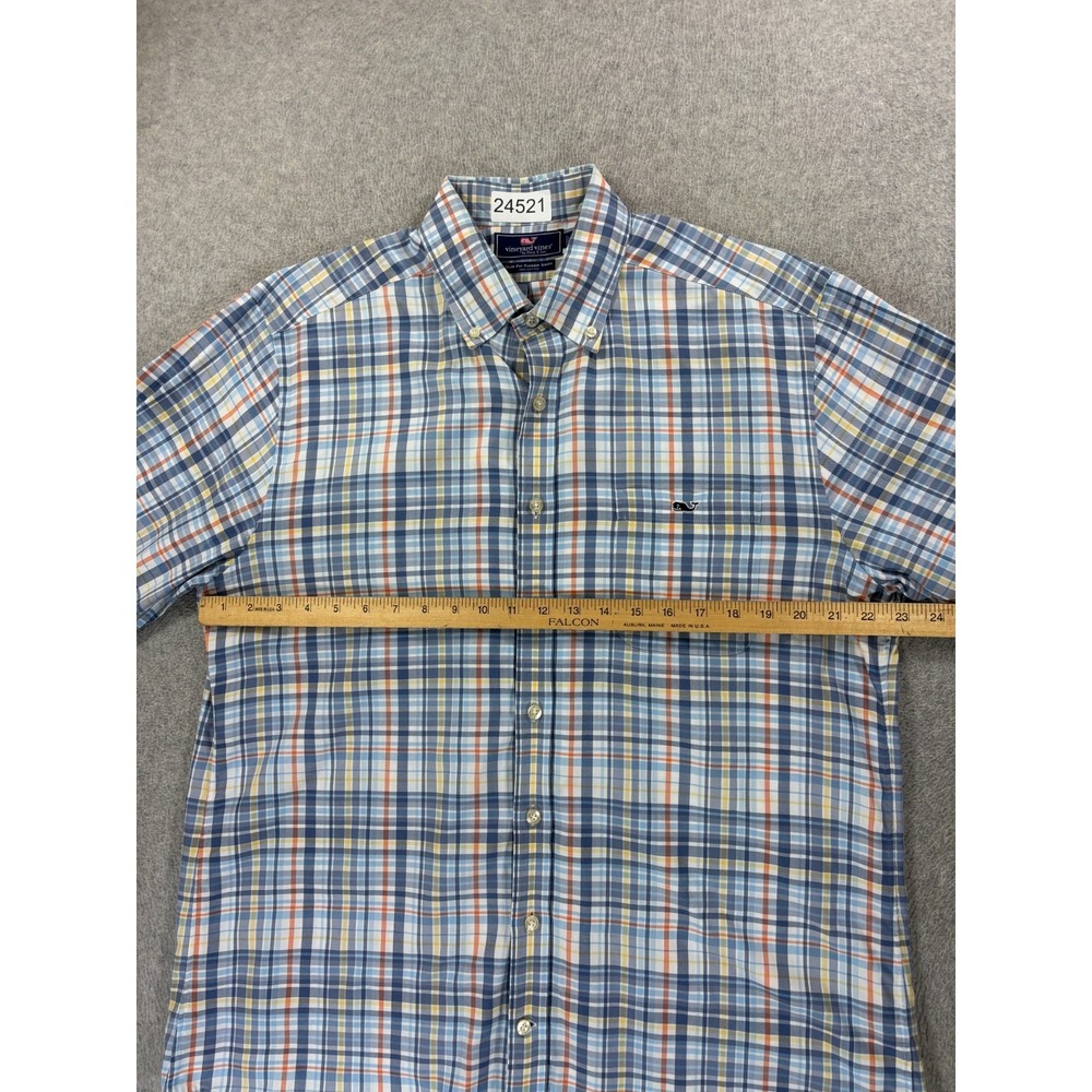 Vineyard Vines Slim Fit TUCKER Plaid Button Down Shirt (Men's Large) Blue - Picture 7 of 11